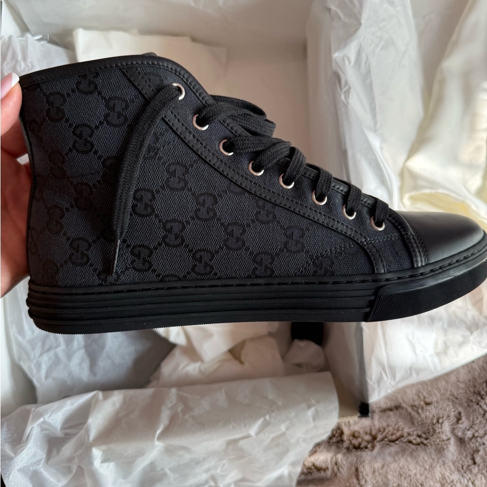 Gucci Black Authentic Patterned High-Top Sneakers